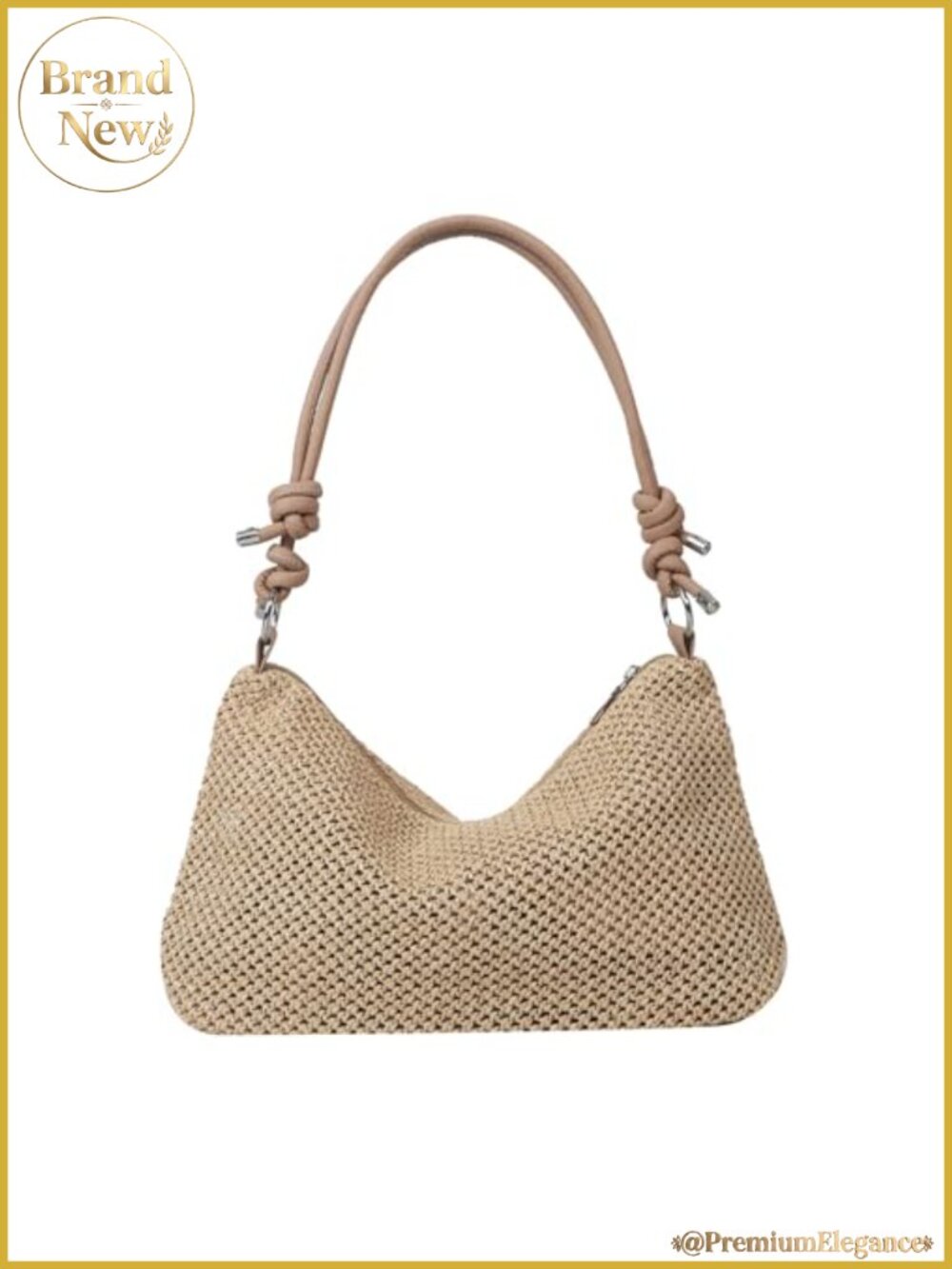 Straw Beach Tote Bag with PU Leather Handles - Shoulder Crossbody